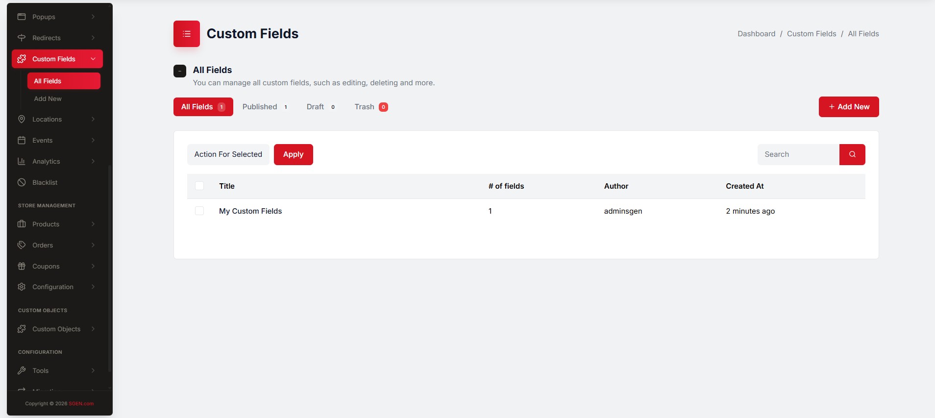 Customfields Ss